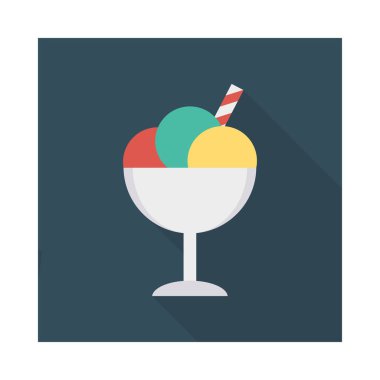 kase dondurma düz simgesi, vektör, illüstrasyon