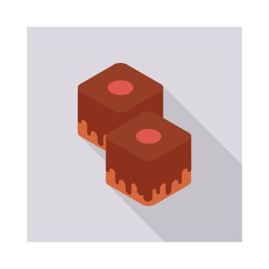 Çikolatalı kek dilimleri düz kutsal kişilerin resmi, vektör, illüstrasyon