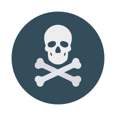 kafatası ölüm düz simgesi beyaz arka plan, vektör, illüstrasyon izole   