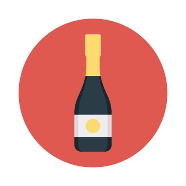 şarap şişesi düz simgesi, vektör, illüstrasyon