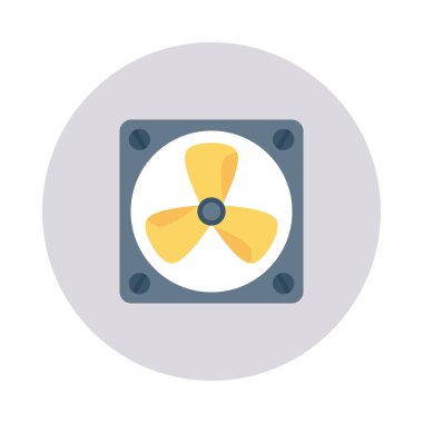 fan düz simgesi beyaz arka plan, vektör, illüstrasyon izole üfleme