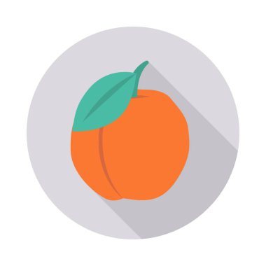 Şeftali meyve düz simgesi, vektör, illüstrasyon