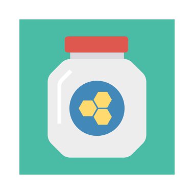 bal kavanozu düz simgesi, vektör, illüstrasyon