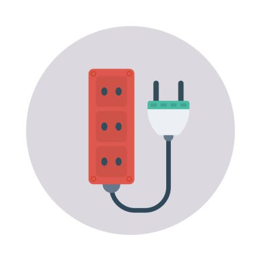 uzatma kablosu ile fiş düz simgesi, vektör, illüstrasyon 