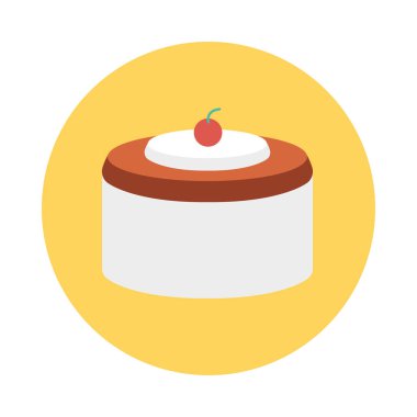 tatlı kek düz simgesi, vektör, illüstrasyon