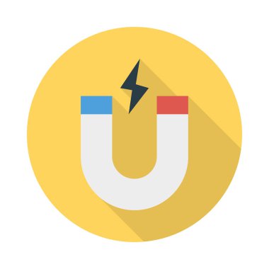 Mıknatıs çekmek güç beyaz arka plan, vektör, illüstrasyon izole düz simge