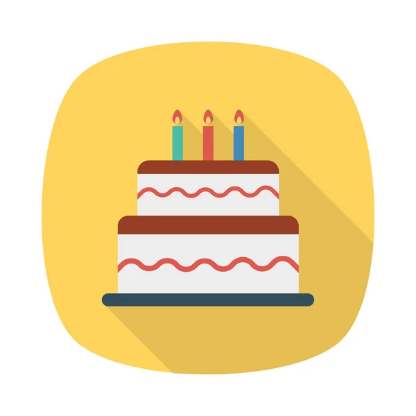 Pastel Cumpleaños Con Velas Icono Plano Vector Ilustración — Archivo Imágenes Vectoriales