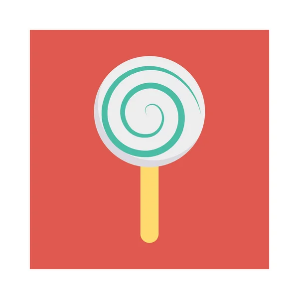 Lollipop Snoep Platte Pictogram Vector Illustratie — Stockvector