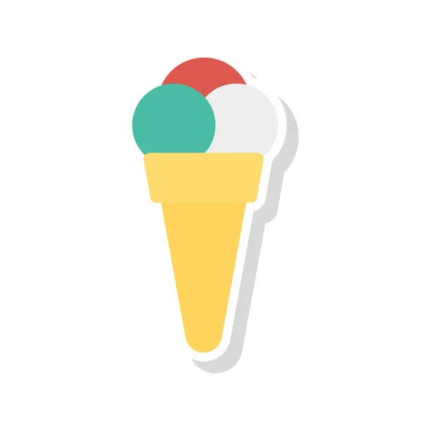 Ice Cream Cone Flat Ikonen Vektor Illustration — Stock vektor