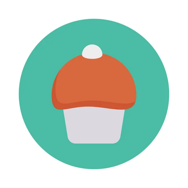 Doce Cupcake Ícone Plano Vetor Ilustração — Vetor de Stock