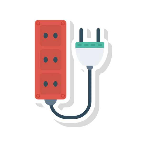 Cabo Extensão Com Ícone Plano Plug Vetor Ilustração — Vetor de Stock