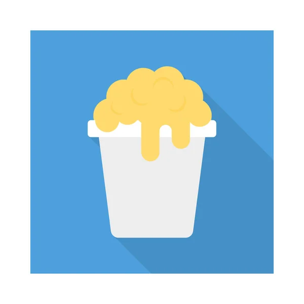 Popcorn Płaskie Ikona Białym Tle Białym Tle Wektor Ilustracja — Wektor stockowy