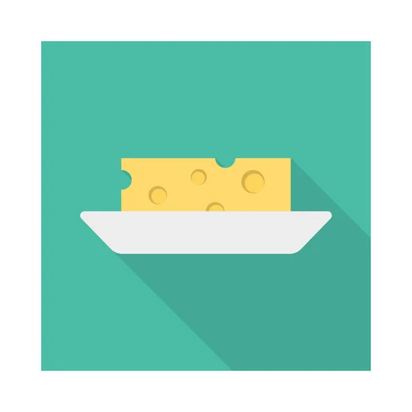 Cheese Slice Plate Flat Icon Vector Illustration — Stock Vector