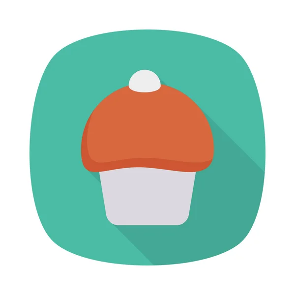 Doce Cupcake Ícone Plano Vetor Ilustração — Vetor de Stock