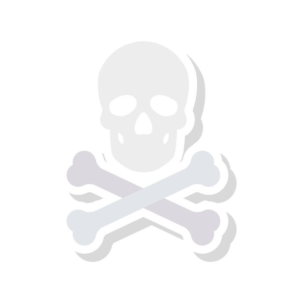 skull with crossbones flat icon isolated on white background, vector, illustration   