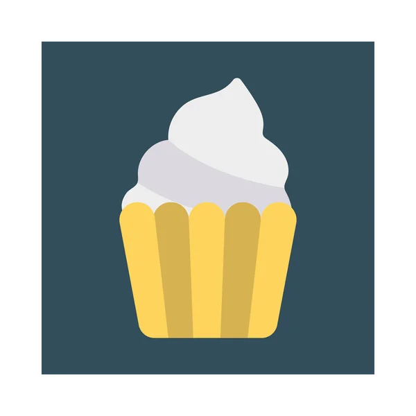 Dulce Cupcake Icono Plano Vector Ilustración — Archivo Imágenes Vectoriales