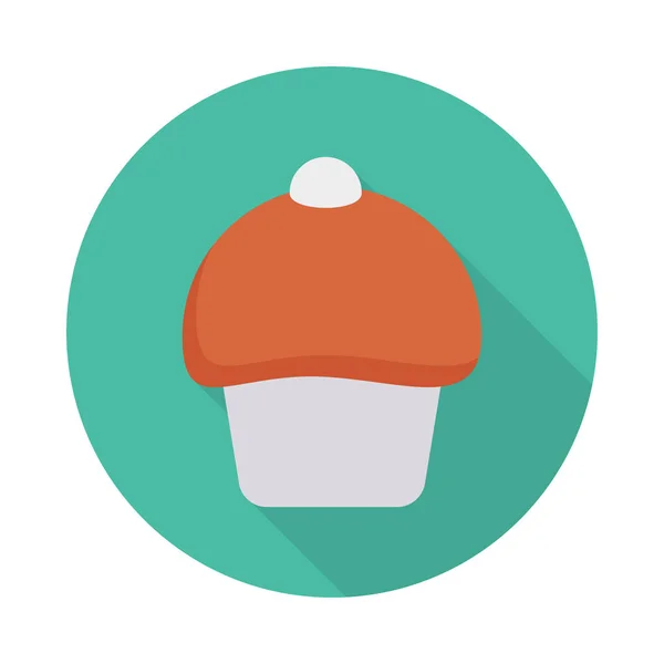 Doce Cupcake Ícone Plano Vetor Ilustração — Vetor de Stock