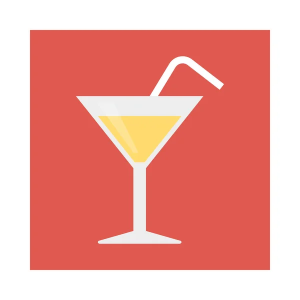 Cocktail Mit Strohflach Symbol Vektor Illustration — Stockvektor