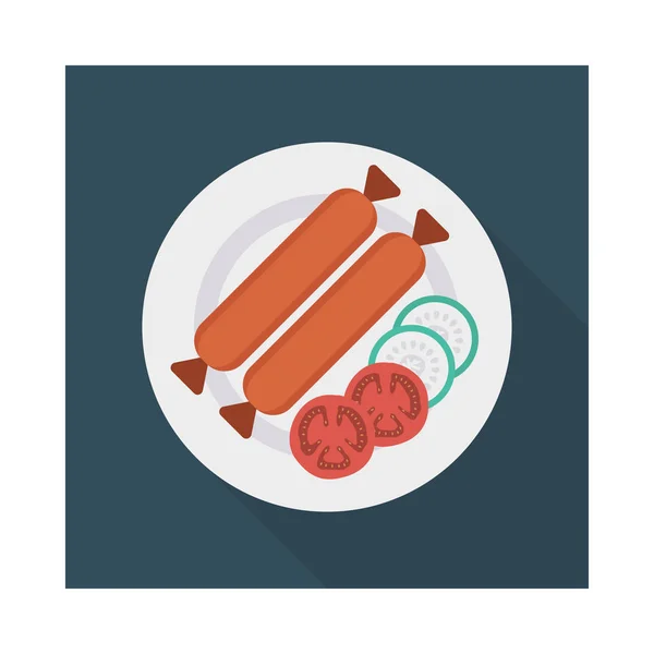Illustration Vectorielle Plaque Saucisse Hot Dog — Image vectorielle