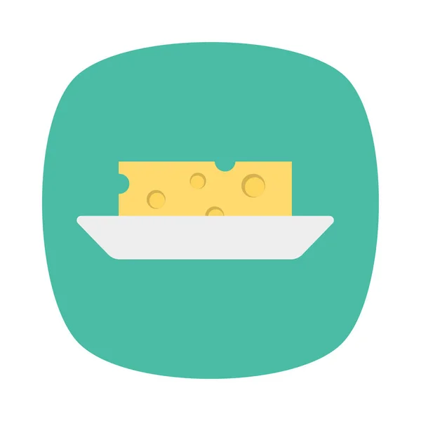 Düz Plaka Simgesi Vektör Illüstrasyon Peynir Dilimi — Stok Vektör
