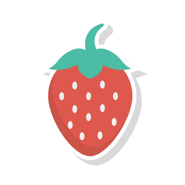 Fraise Fruit Plat Icône Vecteur Illustration — Image vectorielle
