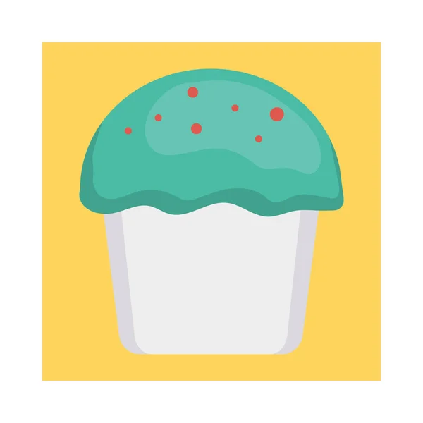 Doce Cupcake Ícone Plano Vetor Ilustração —  Vetores de Stock