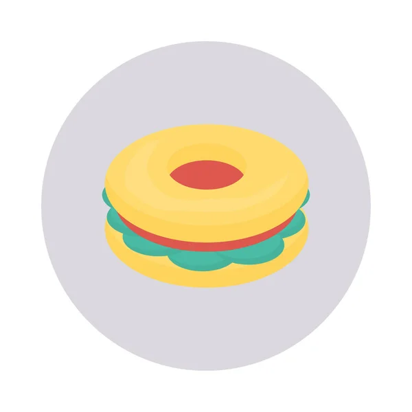 Doce Donut Ícone Plano Vetor Ilustração —  Vetores de Stock