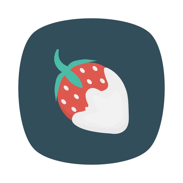 苺とクリームのフラット アイコン ベクトル イラスト — ストックベクタ
