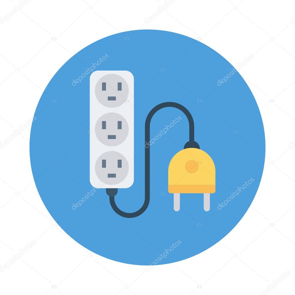 Extension with plug  flat icon , vector, illustration