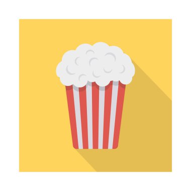 patlamış mısır düz simgesi beyaz arka plan, vektör, illüstrasyon izole 