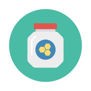 bal kavanozu düz simgesi, vektör, illüstrasyon