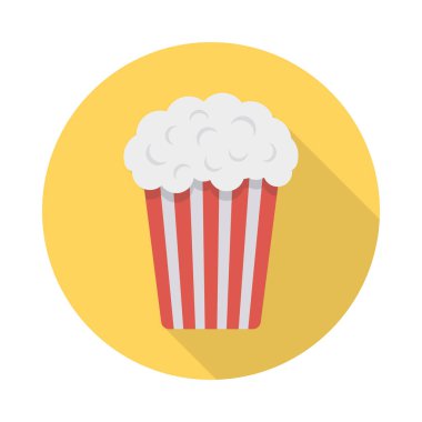 patlamış mısır düz simgesi beyaz arka plan, vektör, illüstrasyon izole 