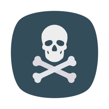 kafatası ölüm düz simgesi beyaz arka plan, vektör, illüstrasyon izole   