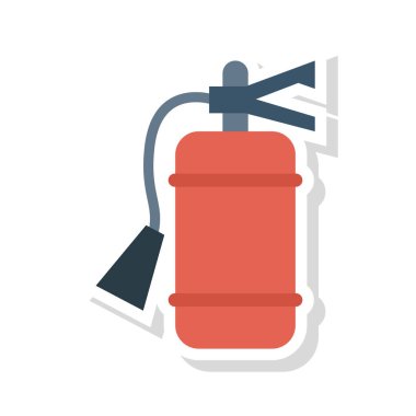 Yangın söndürücü silindir düz simgesi beyaz arka plan, vektör, illüstrasyon izole  