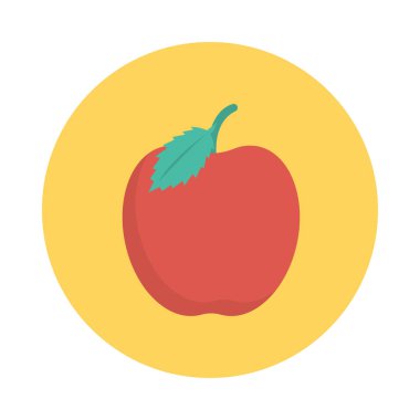elma meyve düz simgesi, vektör, illüstrasyon