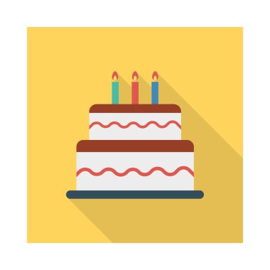 Doğum günü pastası mumlar ile düz kutsal kişilerin resmi, vektör, illüstrasyon 