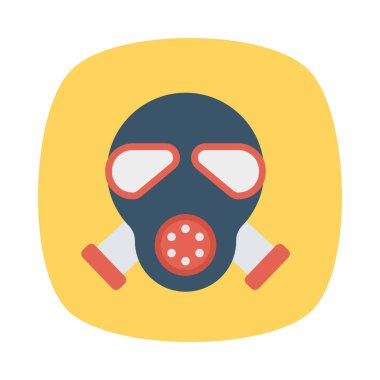 Solunum maskesi düz simgesi beyaz arka plan, vektör, illüstrasyon izole    