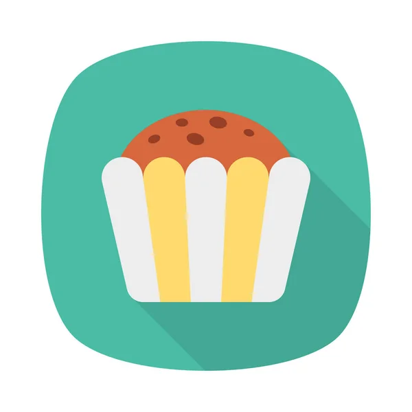 Doce Cupcake Ícone Plano Vetor Ilustração — Vetor de Stock