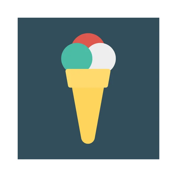 Ice Cream Cone Flat Ikonen Vektor Illustration — Stock vektor