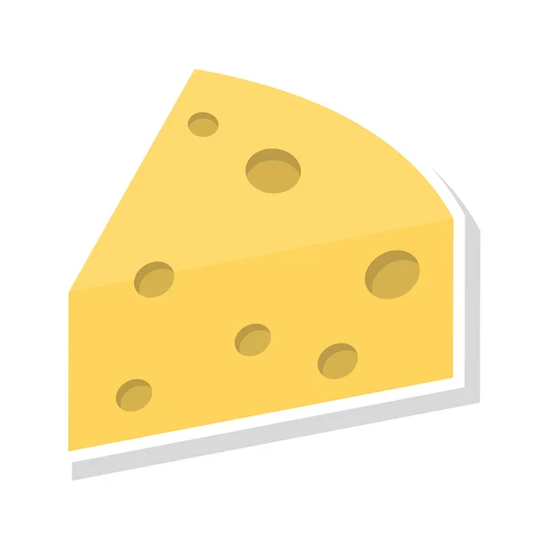 Dilim Peynir Düz Simgesi Vektör Illüstrasyon — Stok Vektör