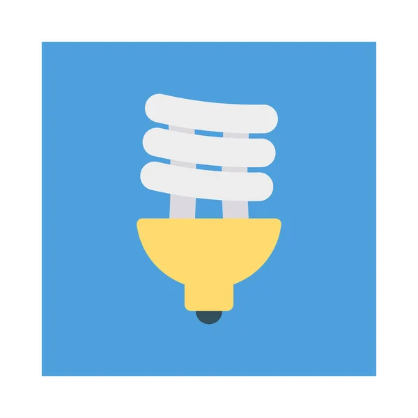 Energiebesparende Lamp Plat Pictogram Vector Illustratie — Stockvector