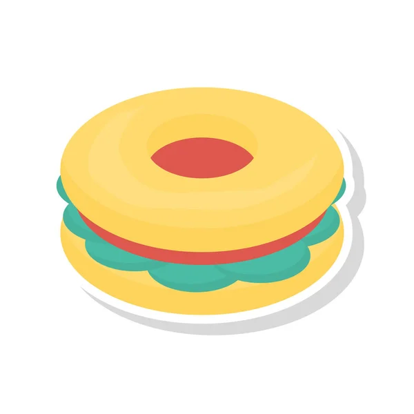 Donut Dulce Icono Plano Vector Ilustración — Vector de stock