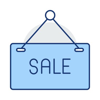 Kurulu satış metin düz simgesi, vektör, illüstrasyon ile asılı 