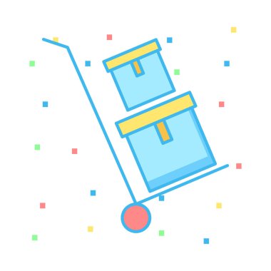 alışveriş sepeti hediye kutuları düz simgesi, vektör, illüstrasyon 