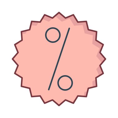 Teklif indirim etiketi düz simgesi, vektör, illüstrasyon  