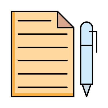 kalem düz simgesi, vektör, illüstrasyon, düzen kavramı ile dosya 