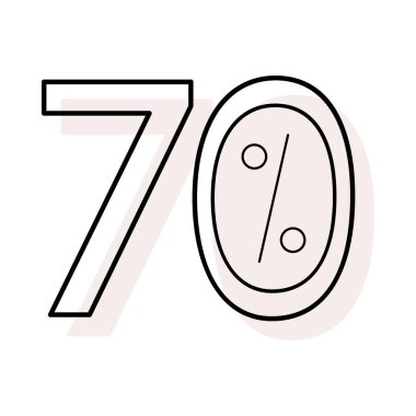 yüzde 70'i indirim düz simgesi, vektör, illüstrasyon   