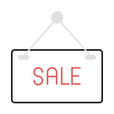 Kurulu satış metin düz simgesi, vektör, illüstrasyon ile asılı 