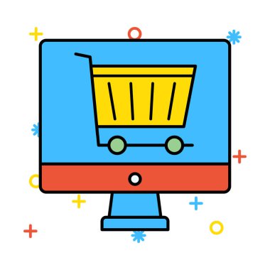 Alışveriş sepeti vektör çizim E ticaret 