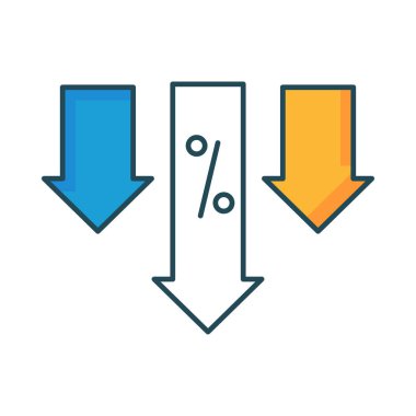 indirim sembolleri düz simgesi, vektör, illüstrasyon ile aşağı okları 